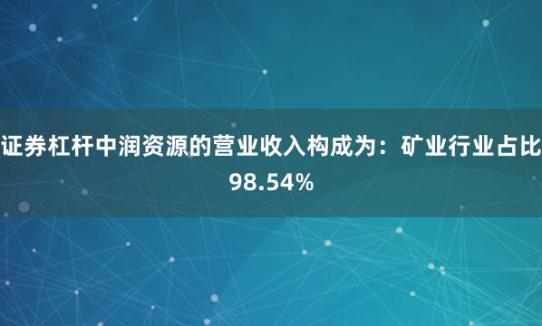 证券杠杆中润资源的营业收入构成为：矿业行业占比98.54%