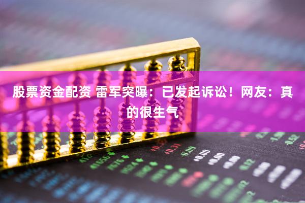 股票资金配资 雷军突曝：已发起诉讼！网友：真的很生气